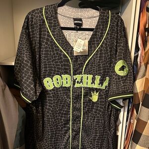 NWT size 2x Godzilla Black and Green Baseball Jersey